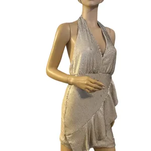 DO+BE Dresses |  Beige Cream‎ Sequin Halter Ruffle Mini Dress ... thumbnail 2