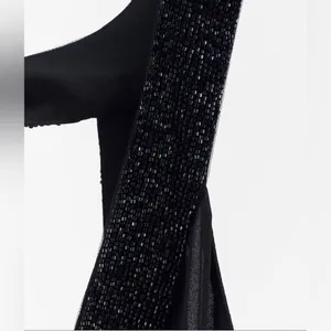 Zara Women'S V-Neck Open Back Applique Long Beaded Dress Black New 5919/906 Sz S thumbnail 3