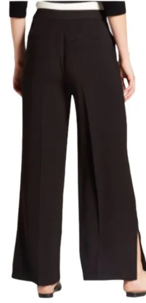 Who What Wear black wide leg slit high waist trousers pants thumbnail 1