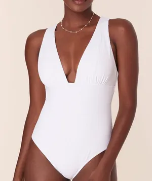 Andie The Mykonos One‎ Piece Ribbed Swimsuit White plus size XXL NWT thumbnail 1