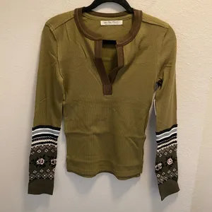 NWT Free People Mikah Layering Cuff Thermal Top Army Combo thumbnail 6