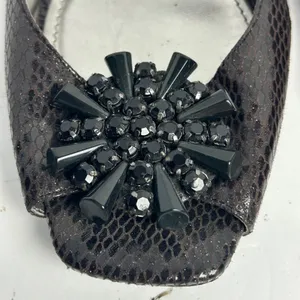 Anne Klein iFlex AK Junior Brown Snakeskin Slingback Kitten Heels Peep Toe 8.5 M thumbnail 8
