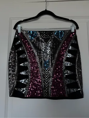 Express 2002/Y2K NWT Sequin Geometric Mini Skirt Size S clubbing evening skirt thumbnail 4