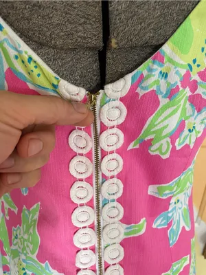 Lilly Pulitzer Delia Hotty Pink Lemonade Shift Mini Cotton Dress Sz 8 🧡🎀 thumbnail 8