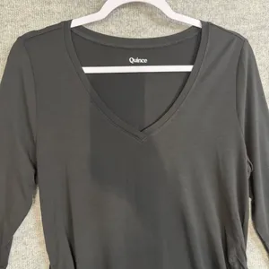 Quince Size-M Maternity Long Sleeve Top Black Tencel Lyocell Ruched V-Neck thumbnail 8