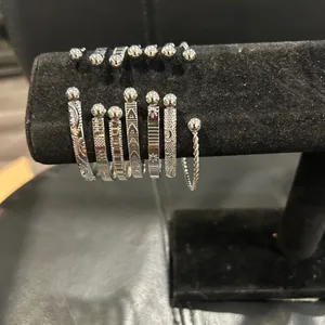 7 Elegant Silver adjustable Bangle Set with design thumbnail 6