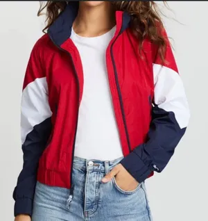Hollister Red, White, and Navy Bomber Jacket thumbnail 1