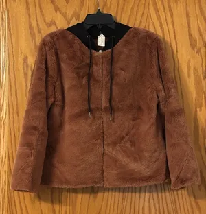 Carolyn Hoodie Jacket - Faux Fur Hooded Jacket - Pecan & Black - NWOT - Size S thumbnail 1