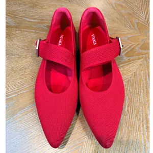 Vivaia NEW Maria Pointed Toe‎ Mary Jane Flats Red Size 41 US 9.5 thumbnail 2
