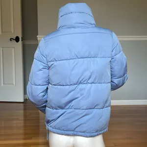 Stradivarius Women’s Light Blue Puffer Jacket XS High Neck Quilted Full Zip thumbnail 3
