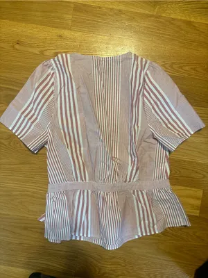 Madewell Striped Dark Pink & White Wrap-Style Women’s Top thumbnail 3