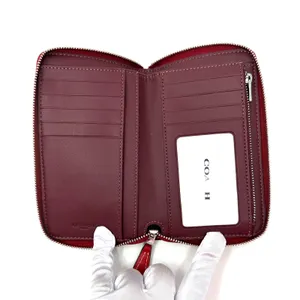 Coach Medium Id Zip Wallet Signature Canvas Wild Strawberry Khaki Red CH529 thumbnail 4