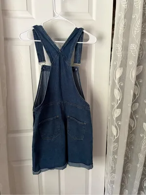 New NWT Cider Classic dark washed Denim Overall Shorts Women Jeans size M thumbnail 9