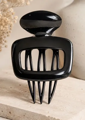 Classic Black Glossy Hair Claw Clip Medium Strong Hold Rectangle Hair Accessory thumbnail 1