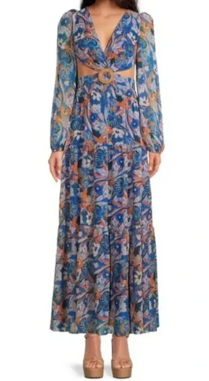 Gianni Bini NEW* Lillian Floral Blue Maxi Dress thumbnail 1