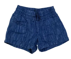 Athleta Womens Blue White Striped Cabo Linen Blend Smocked Waist Shorts Size 0 thumbnail 1