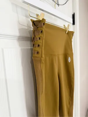 Free People FP Movement Lace Up High Rise Leggings Mustard Yoga Small Pants thumbnail 2