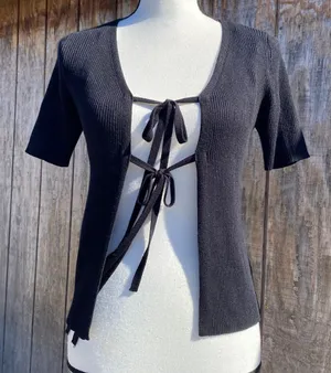 Love Always Medium SS Open Front Sweater with Ties great piece for layering thumbnail 1
