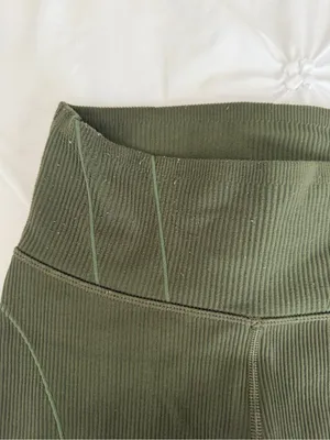 aerie Olive Ribbed High-Waist Bike Shorts thumbnail 3