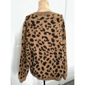 LUCCA Long Sleeve Crew Neck Brushed Knit Animal Print Sweater Size L thumbnail 3