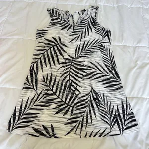 Pacific Beach Womens Small White Blue Tropical Sleeveless Cover Up‎ Dress Tie thumbnail 1
