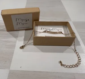 gold plated mignon and mignon engraved coordinates UCLA campus bracelet chain thumbnail 1