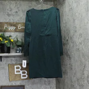 DKNY Womens Faux-Wrap Puff-Sleeve V-Neck Dress DD4HTC02 Pine Green 10 thumbnail 2
