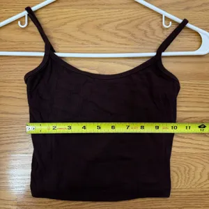 SheIn Dark Brown Ribbed Sleeveless Crop Camisole Tank Top Size Small thumbnail 4