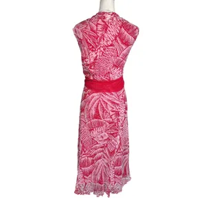 Jonathan Martin Red Silk Tropical Palm Print Resortwear Vacation Midi‎ Dress 16 thumbnail 2