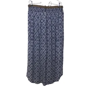 Faded Glory Blue Patterned Women's Maxi Skirt Twisted Faux Leather Belt Flap thumbnail 6