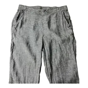 Two by Vince Camuto Grey 100% Linen Women Crop Pants size Small Pullon thumbnail 2