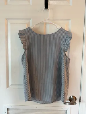 Monteau Blue & White striped blouse thumbnail 2