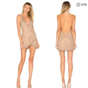 X by NBD Rischa Dress in Candy Beaded Sequin Halter Mini Dress Sz XS‎ NEW Peach thumbnail 3
