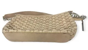 Elliot Luca Anthroplogie Woven Leather Beige Purse Shoulder Bag Small Chain thumbnail 3