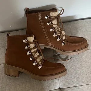Sun + Stone Tan Lace Up Boots Brown Size 7.5 thumbnail 1