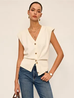 Commense Asymmetric Two-Way Wear Knit Vest Cardigan Medium NWT‎ thumbnail 2