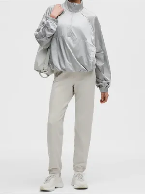 NWT Lululemon Stretch Satin flocked training jacket medium silver thumbnail 2