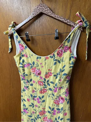 Kiel James Patrick Flower Garden Sleeveless Midi Dress Linen Blend Yellow 0 thumbnail 7