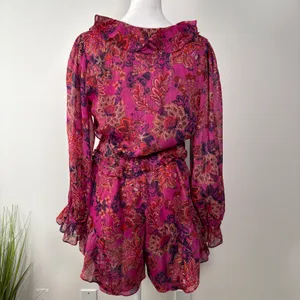 Misa Los Angeles azalea romper in Fuchsia size Small Floral Chiffon Ruffles thumbnail 6