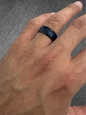 Blue Galaxy Glitter Inlay Band Ring Size 8 - Unisex thumbnail 4