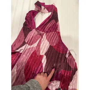 NWT Lulus Prime Poise Pink Multi Abstract Satin Halter Maxi Dress Open Back XXS thumbnail 6