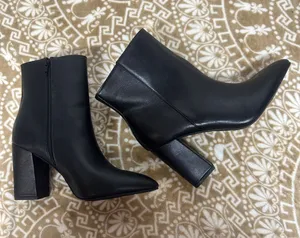 Thompson by Macy Black Faux Leather Block Heel Ankle Boots thumbnail 1