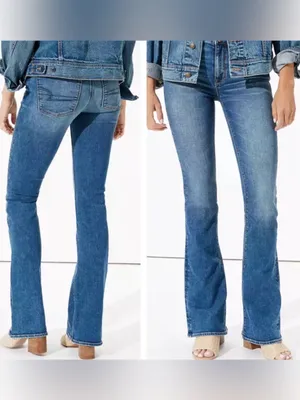 American Eagle Hi-Rise Artist Flare Jeans SIZE 2 Short Medium Wash Super Stretch thumbnail 2