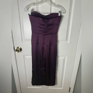 House of CB Santana Grape Satin Strapless Midi Dress S thumbnail 6