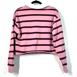 Champion Shirt XS Long Sleeve Rugby Top Cropped Pink Polo Preppy Academia thumbnail 3