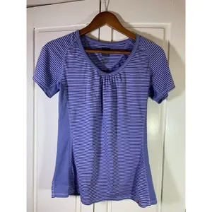 The North Face T Shirt Womens Medium Purple Stripes Outdoorsy Hiking‎ READ thumbnail 3
