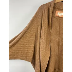 Maeve by Anthropologie Ribbed Open Front Cardigan Brown Dolman Sleeve Small thumbnail 3