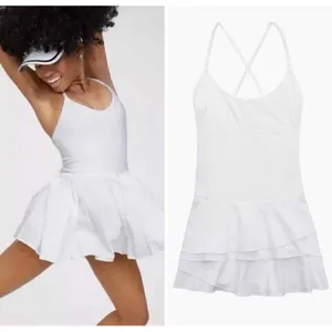 NEW OFFLINE BY AERIE Tennis Dress White Sleeveless Ruffle Hem LARGE Soft Support thumbnail 2
