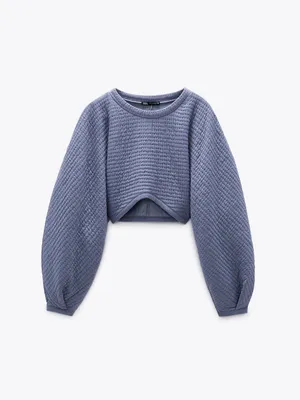 Zara Quilted Cropped Sweatshirt Size Medium thumbnail 2