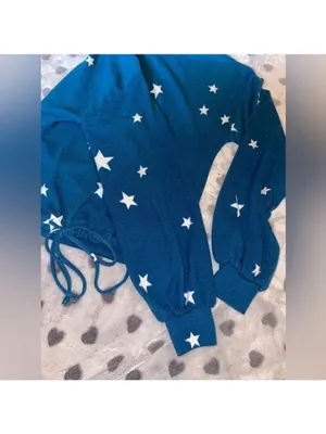 Cure Blue & White Star Print Tie-Front Top – Size Medium thumbnail 4
